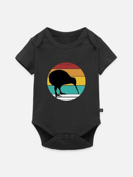 Kiwi Vogel Retro Sun Silhouette - Baby Premium Kurzarmbody - Schwarz