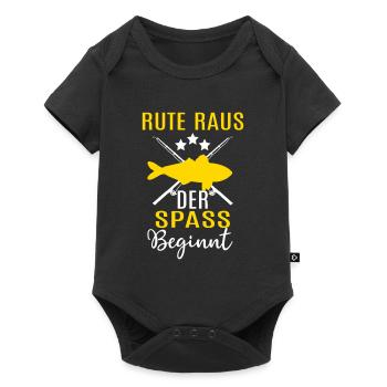 Rute Raus Der Spass Beginnt Angeln Angler - Baby Premium Kurzarmbody - Schwarz - Vorne
