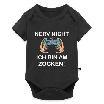 Zocken Gaming Spruch - Baby Premium Kurzarmbody - Schwarz - Vorne