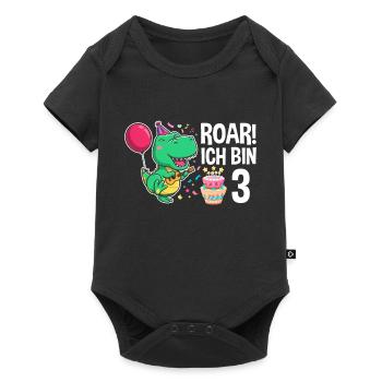 3rd birthday boy 3 years dinosaur T Rex - Baby Premium short-sleeve bodysuit - black - Front