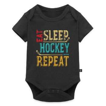 Eat Sleep Hockey Repeat - Amant fou de hockey - Body à manches courtes Premium Bébé - noir - Devant