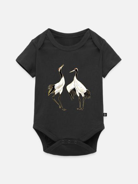 Kranich Geschenk Natur Kraniche Japanische Kunst - Baby Premium Kurzarmbody - Schwarz