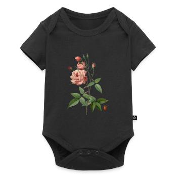 Dessin botanique vintage China Rose - Body à manches courtes Premium Bébé - noir - Devant