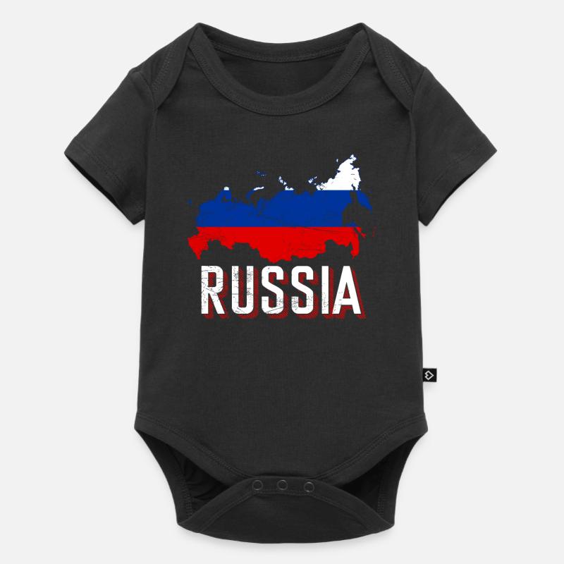 Russie Drapeau carte - Body à manches courtes Premium Bébé - noir
