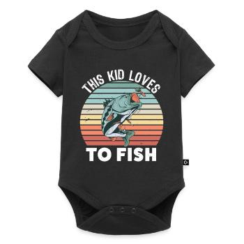 Cadeau de pêche pour enfants Fan de poisson pour enfants - Body à manches courtes Premium Bébé - noir - Devant