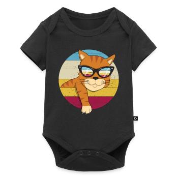 Vintage rothaar Katze Sonnenbrille Katzenliebhaber - Baby Premium Kurzarmbody - Schwarz - Vorne