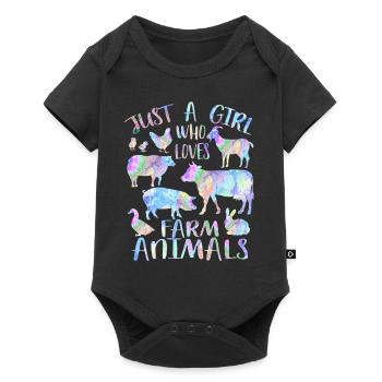 Juste une fille qui aime les animaux de la ferme - Body à manches courtes Premium Bébé - noir - Devant