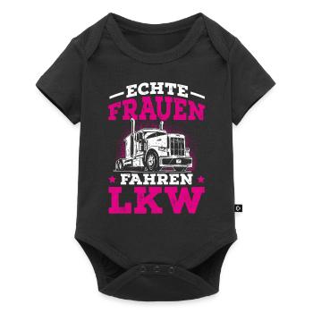 Echte Frauen fahren LKW Trucker Babe - Baby Premium Kurzarmbody - Schwarz - Vorne