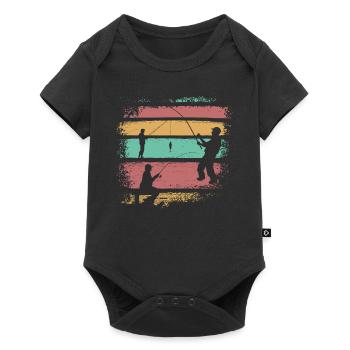 Angeln Vintage Retro - Baby Premium Kurzarmbody - Schwarz - Vorne