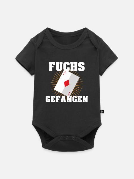 Doppelkopf Fuchs gefangen Kartenspiel Geschenk - Baby Premium Kurzarmbody - Schwarz