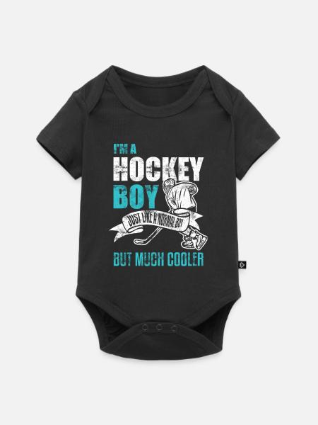 Hockey Junge - Baby Premium Kurzarmbody - Schwarz