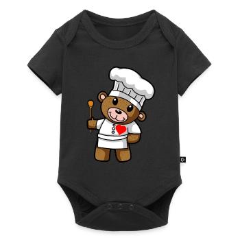 Koch Teddy Chefkoch Restaurant Berufe kochen - Baby Premium Kurzarmbody - Schwarz - Vorne