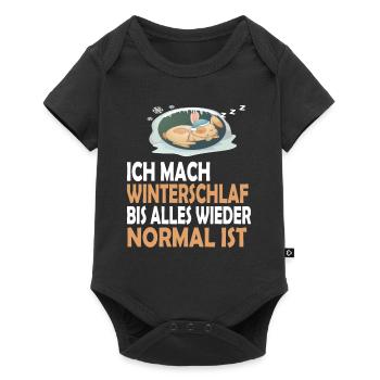 Hasen Schlafanzug Nachthemd Schlafshirt Pyjama - Baby Premium Kurzarmbody - Schwarz - Vorne