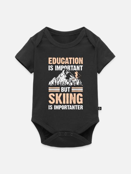 Skiing Ski Education - Baby Premium Kurzarmbody - Schwarz