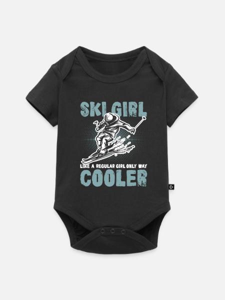 Ski Girl Skiing - Baby Premium Kurzarmbody - Schwarz