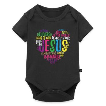 Jésus-Christ cœur don chrétien - Body à manches courtes Premium Bébé - noir - Devant