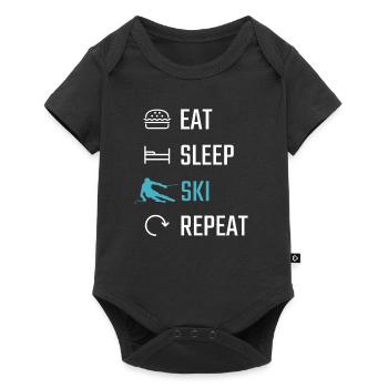 Skiing Eat Sleep Ski Repeat - Baby Premium short-sleeve bodysuit - black - Front