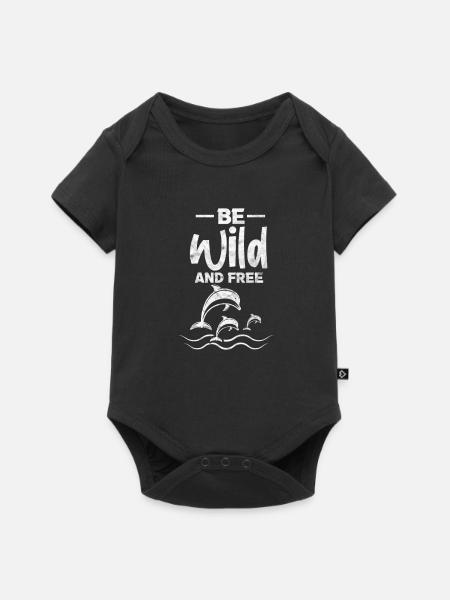 Delfin - Baby Premium Kurzarmbody - Schwarz