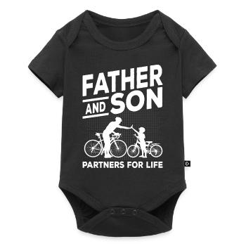 Fahrrad Vater und Sohn Spruch Geschenk - Baby Premium Kurzarmbody - Schwarz - Vorne