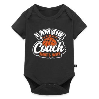 Basketball Streetball Dunking Coach Korb - Baby Premium Kurzarmbody - Schwarz - Vorne