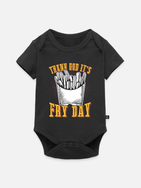 Fries Pommes Fastood - Baby Premium Kurzarmbody - Schwarz