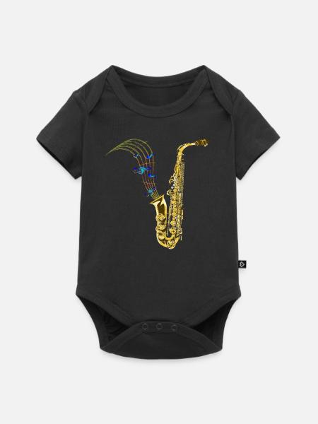 Saxophon Musik - Baby Premium Kurzarmbody - Schwarz
