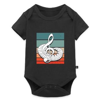 Notes de musique de musicien vintage rétro clé de sol - Body à manches courtes Premium Bébé - noir - Devant