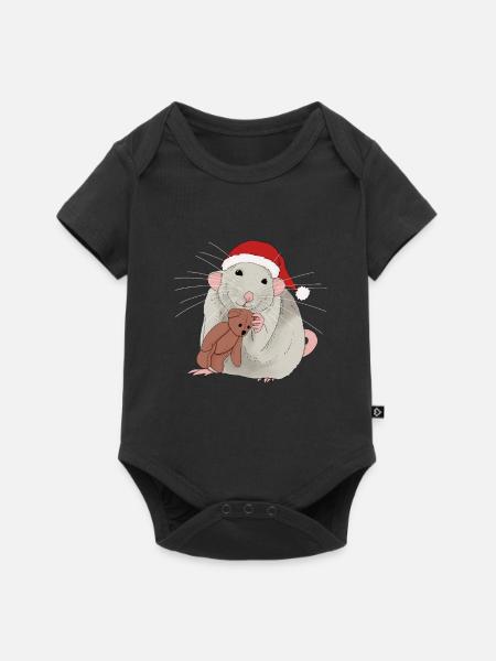 Weihnachtsratte - Baby Premium Kurzarmbody - Schwarz