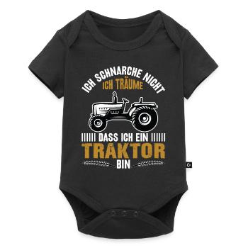 Ich schnarche nicht Traktor Trecker lustig Spruch - Baby Premium Kurzarmbody - Schwarz - Vorne