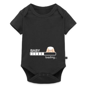 Baby loading Nachwuchs schwangerschafts geschenk - Baby Premium Kurzarmbody - Schwarz - Vorne