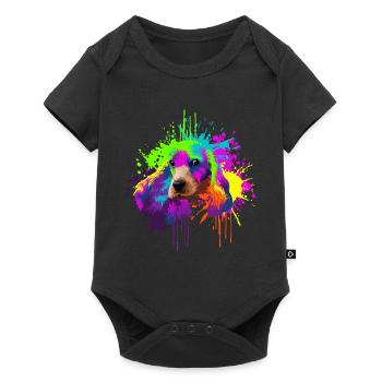 Splash Art Cocker Spaniel Hundehalter Geschenk - Baby Premium Kurzarmbody - Schwarz - Vorne