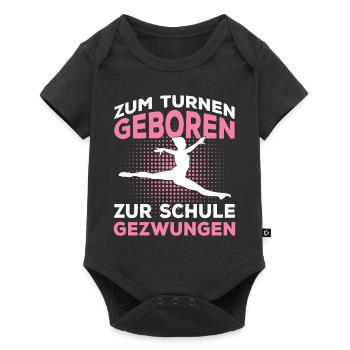 Zum Turnen Geboren Turnerin Geschenk - Baby Premium Kurzarmbody - Schwarz - Vorne