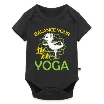 Yoga mouton dicton coloré - Body à manches courtes Premium Bébé - noir - Devant