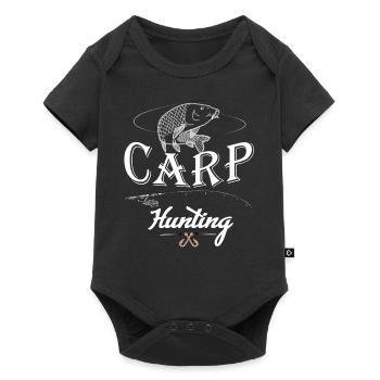 Accessoires de carpe cadeau de pêcheur de pêche - Body à manches courtes Premium Bébé - noir - Devant