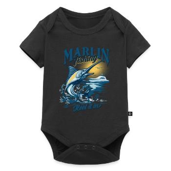 Marlin Fishing Spulen Sie Es Ein - Baby Premium Kurzarmbody - Schwarz - Vorne