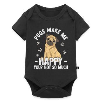 Mops - Baby Premium Kurzarmbody - Schwarz - Vorne