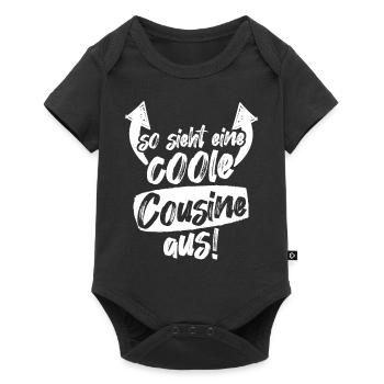 So sieht eine coole Cousine aus Geschenk - Baby Premium Kurzarmbody - Schwarz - Vorne