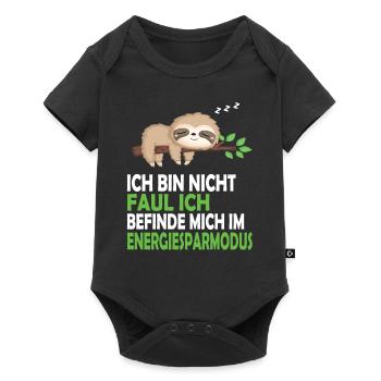Faultier Schlafanzug Nachthemd Schlafshirt Pyjama - Baby Premium Kurzarmbody - Schwarz - Vorne