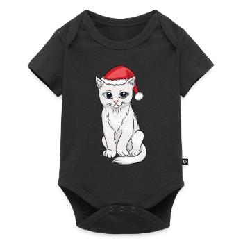 Chat, porter, chapeau noël noël - Body à manches courtes Premium Bébé - noir - Devant