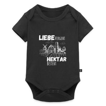 Liebe vergeht, Hektar besteht. Lustig Hochzeit - Baby Premium Kurzarmbody - Schwarz - Vorne