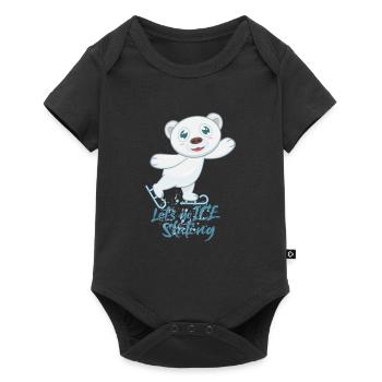 Patin à glace patins à glace ours polaire - Body à manches courtes Premium Bébé - noir - Devant