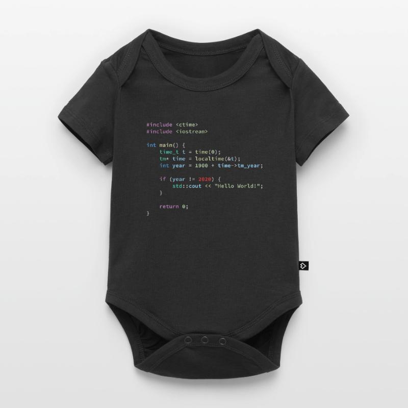 Hello World 2020 in C ++ Programming Language, Code Baby Premium short-sleeve bodysuit