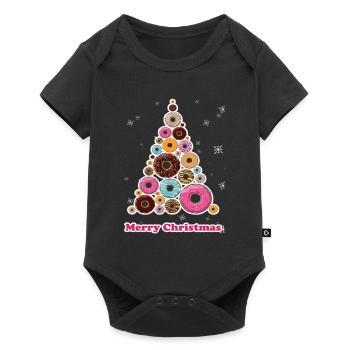 Frohe Weihnachten Donut Weihnachtsbaum - Baby Premium Kurzarmbody - Schwarz - Vorne