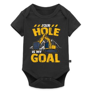 Bagger - Baby Premium Kurzarmbody - Schwarz - Vorne