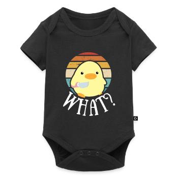 Canard mignon avec couteau poule poulet oie quel soleil rétro - Body à manches courtes Premium Bébé - noir - Devant