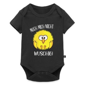 Flauschiges Küken mach mich nicht wuschig - Baby Premium Kurzarmbody - Schwarz - Vorne
