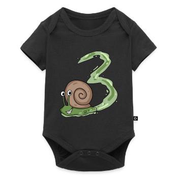 Escargot 3e anniversaire - cadeau 3 ans - Body à manches courtes Premium Bébé - noir - Devant