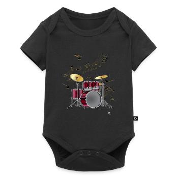Drums illustration with inscription Just drum it - Baby Premium short-sleeve bodysuit - black - Front