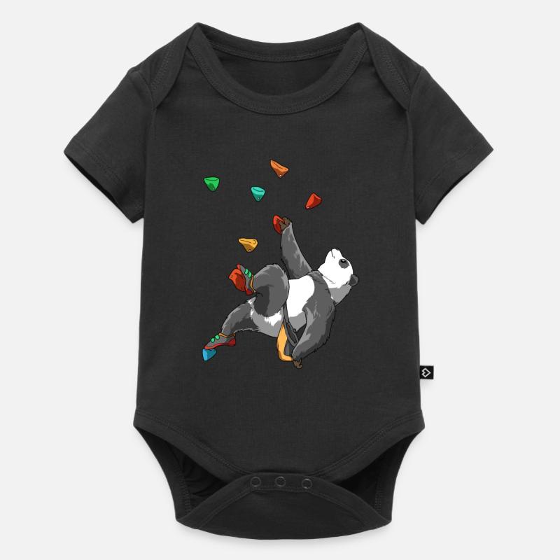 Cadeau drôle de panda et d'escalade - Body à manches courtes Premium Bébé - noir