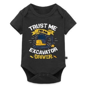 Bagger - Baby Premium Kurzarmbody - Schwarz - Vorne